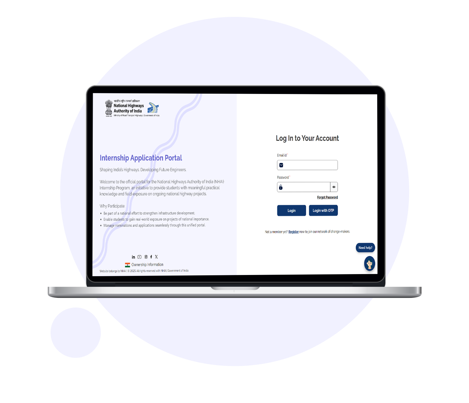 Internship Portal for NHAI
